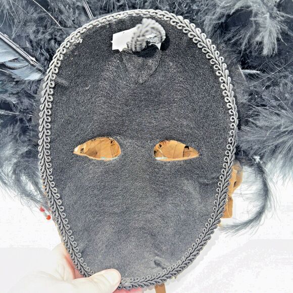 Vintage About Face Native American Tribal Mask Feathers Beads Gems New York - Picture 13 of 16